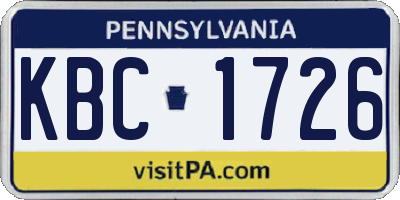 PA license plate KBC1726