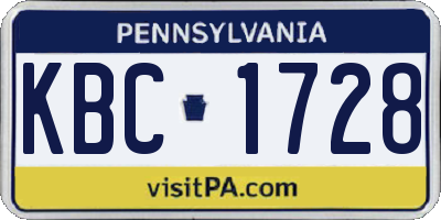 PA license plate KBC1728