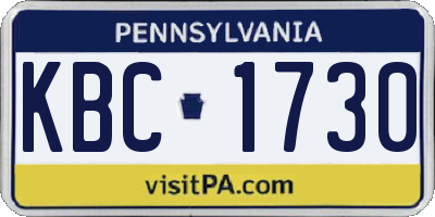 PA license plate KBC1730