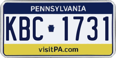 PA license plate KBC1731