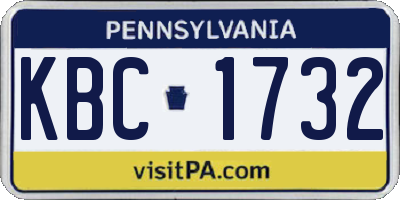 PA license plate KBC1732