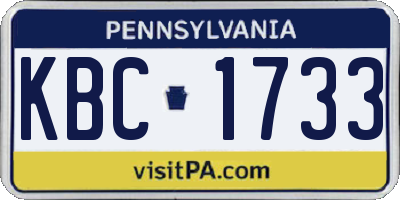PA license plate KBC1733