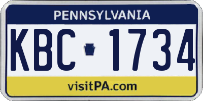 PA license plate KBC1734