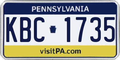 PA license plate KBC1735