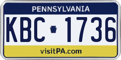 PA license plate KBC1736