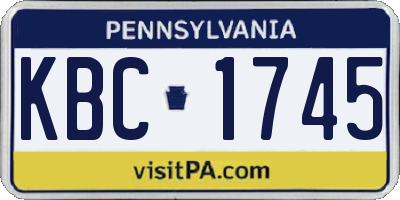 PA license plate KBC1745