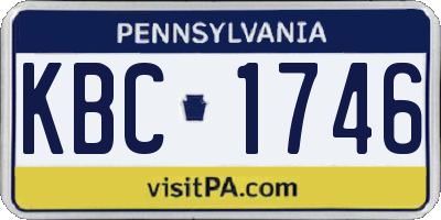 PA license plate KBC1746