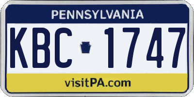 PA license plate KBC1747