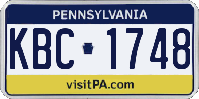 PA license plate KBC1748