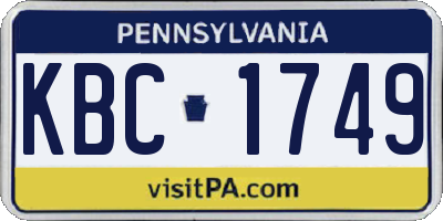 PA license plate KBC1749