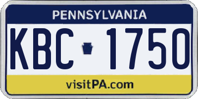 PA license plate KBC1750