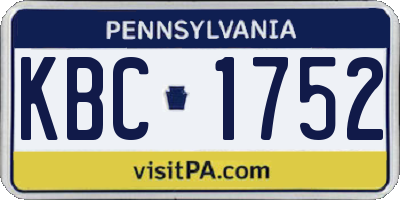 PA license plate KBC1752