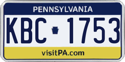 PA license plate KBC1753