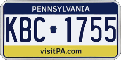 PA license plate KBC1755