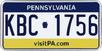 PA license plate KBC1756