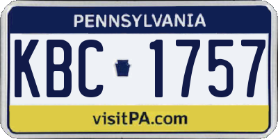 PA license plate KBC1757