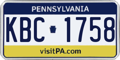 PA license plate KBC1758