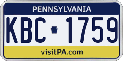 PA license plate KBC1759