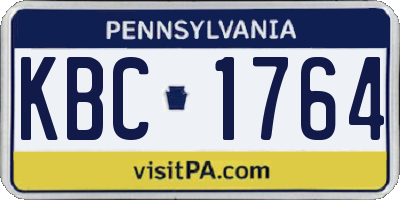 PA license plate KBC1764
