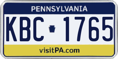 PA license plate KBC1765