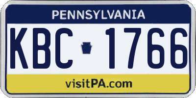 PA license plate KBC1766
