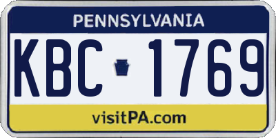 PA license plate KBC1769