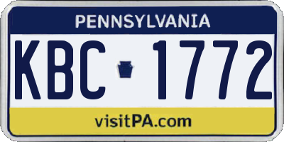 PA license plate KBC1772