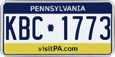 PA license plate KBC1773