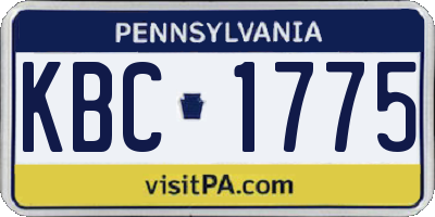 PA license plate KBC1775