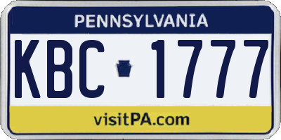 PA license plate KBC1777