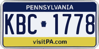 PA license plate KBC1778