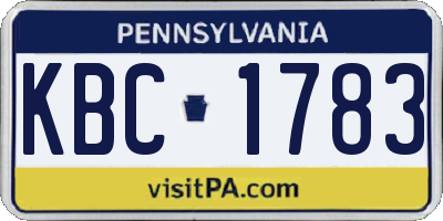 PA license plate KBC1783