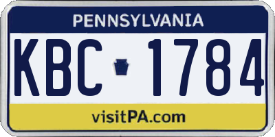 PA license plate KBC1784
