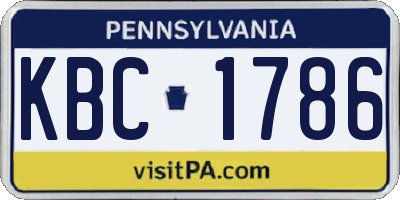 PA license plate KBC1786