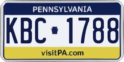 PA license plate KBC1788