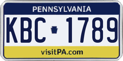 PA license plate KBC1789