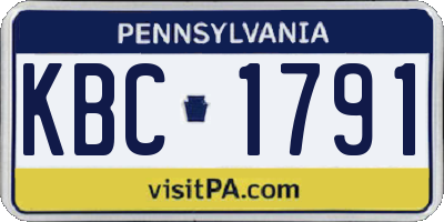 PA license plate KBC1791