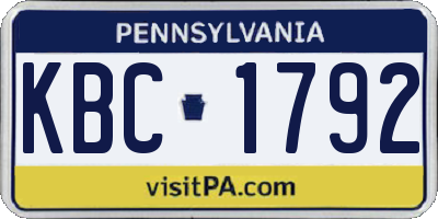 PA license plate KBC1792