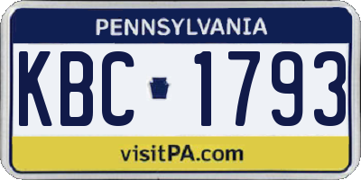 PA license plate KBC1793