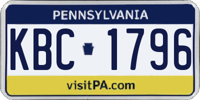PA license plate KBC1796