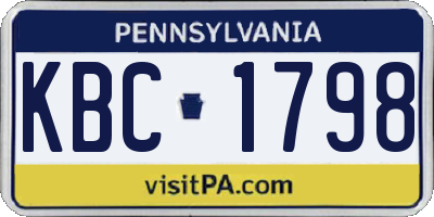 PA license plate KBC1798