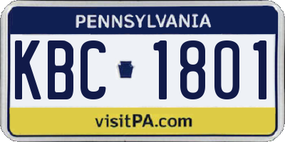 PA license plate KBC1801