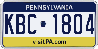 PA license plate KBC1804
