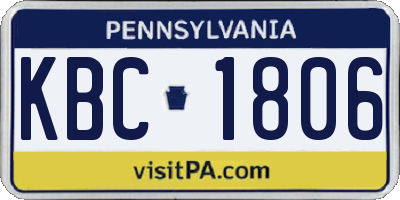 PA license plate KBC1806