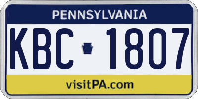 PA license plate KBC1807