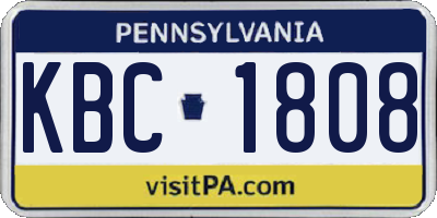 PA license plate KBC1808