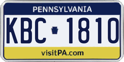 PA license plate KBC1810