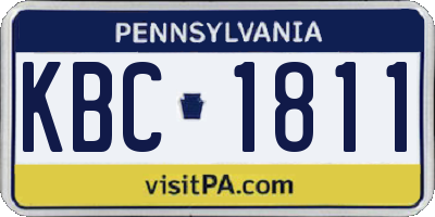 PA license plate KBC1811