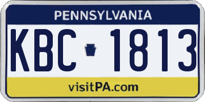 PA license plate KBC1813
