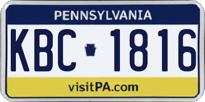 PA license plate KBC1816